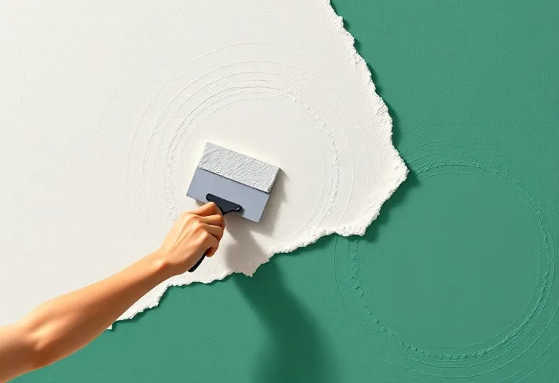 Application d'un enduit décoratif à la lisseuse sur un mur