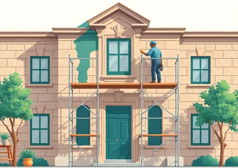 Ravalement de façade en pierre, nettoyage et application d'enduit